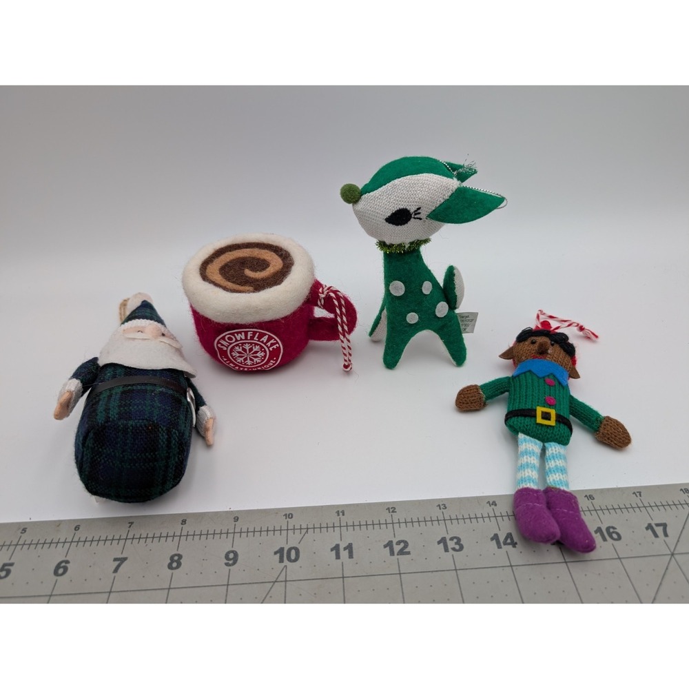Target Cloth Christmas Ornament Lot Santa Clais Elf Reindeer Felted Wool